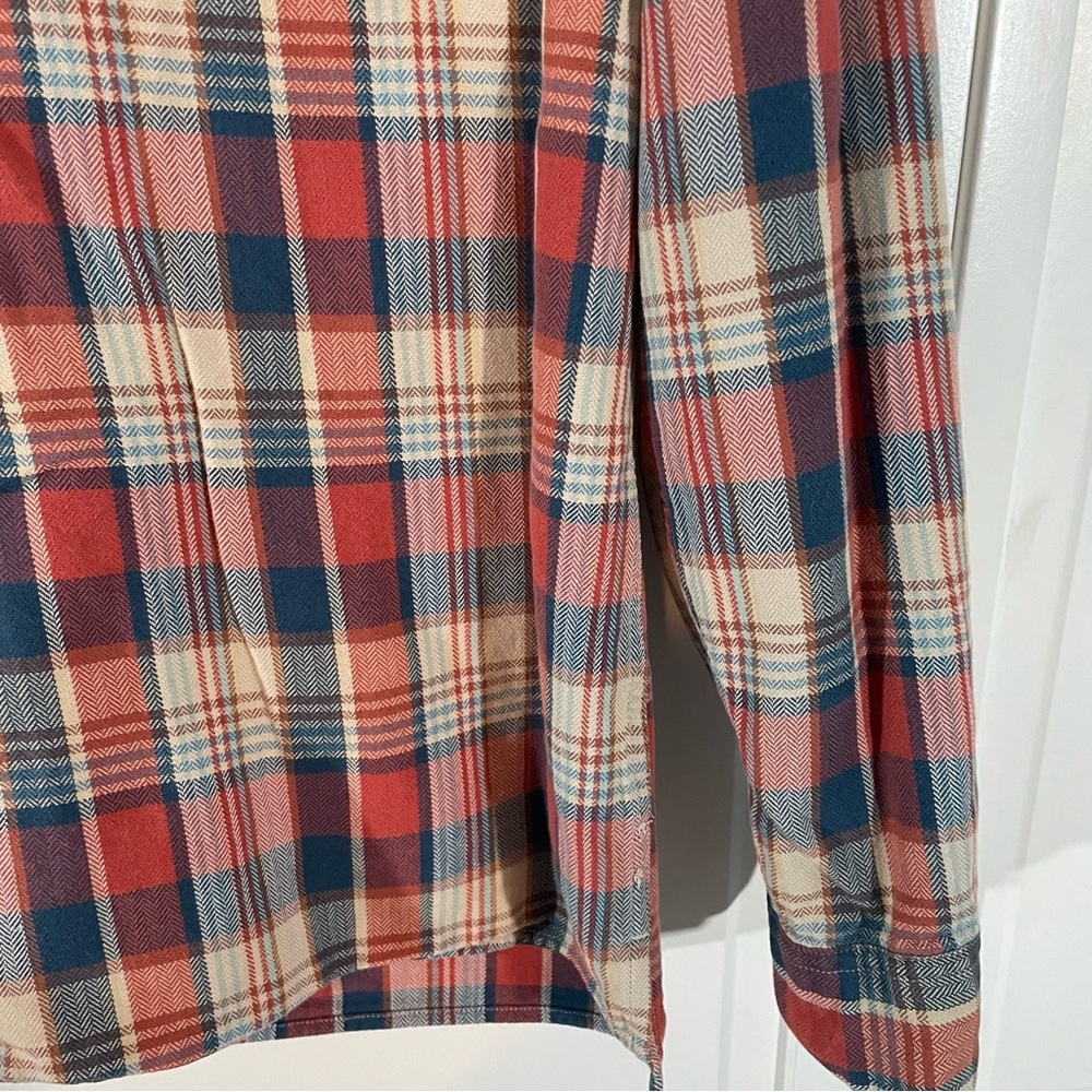 J.Crew Red Blue Plaid Flannel Quarter Button Long Sleeve Shirt Country - Picture 2 of 8